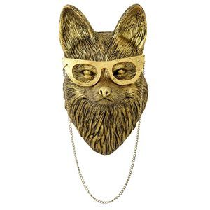 Animal Head Wall Sculptures Decor 9.4 Inchs Gold Fox Vintage 3d Wall Decor Art🐋